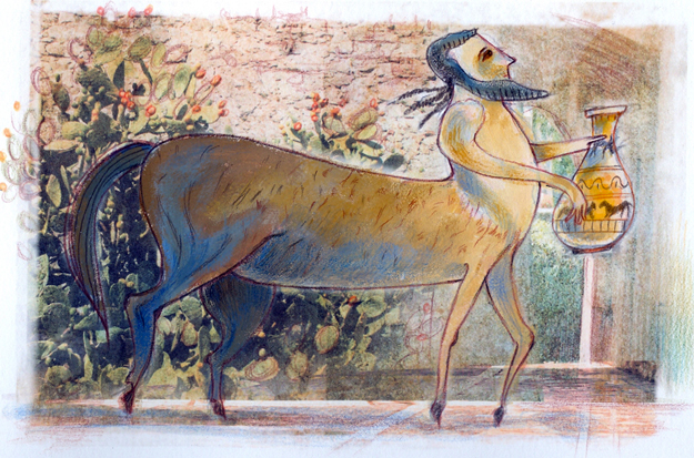 The centaur Chiron, teacher and tutor of Achilles. Illustration from the centennial edition of the book 